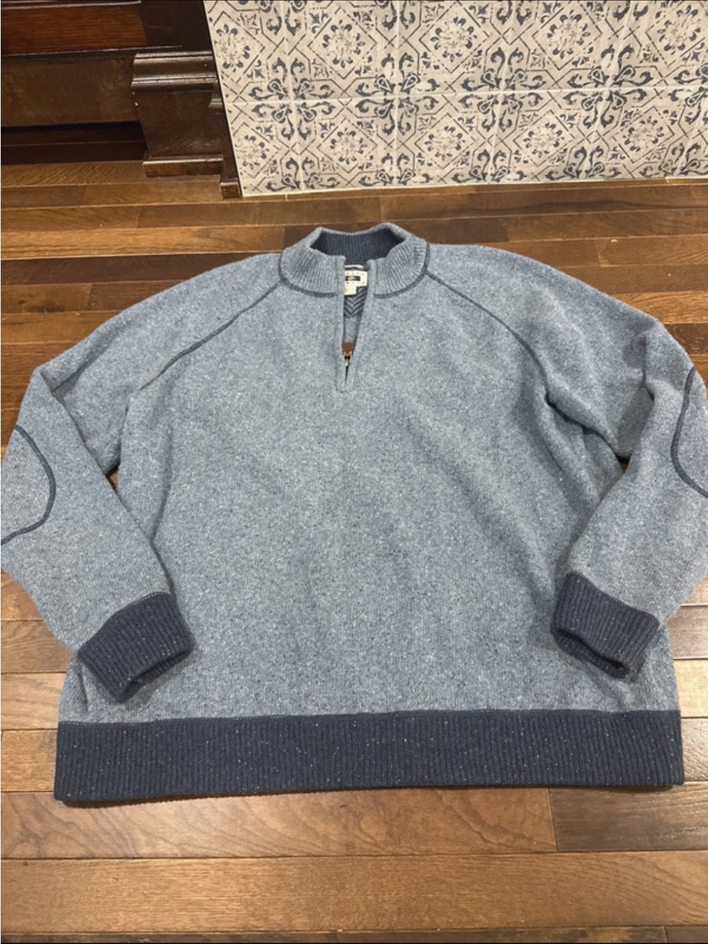 Joseph Abboud Men's Heather Blue Quarter-Zip Pullover Sweater